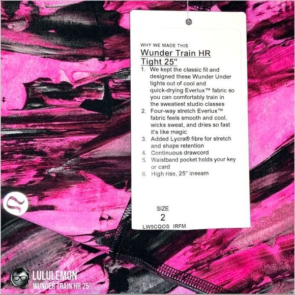 LULULEMON WUNDER TRAIN HIGH-RISE 25” INCENTIVE REFRESH SONIC PINK SIZE 2 LEGGING - Picture 10 of 15